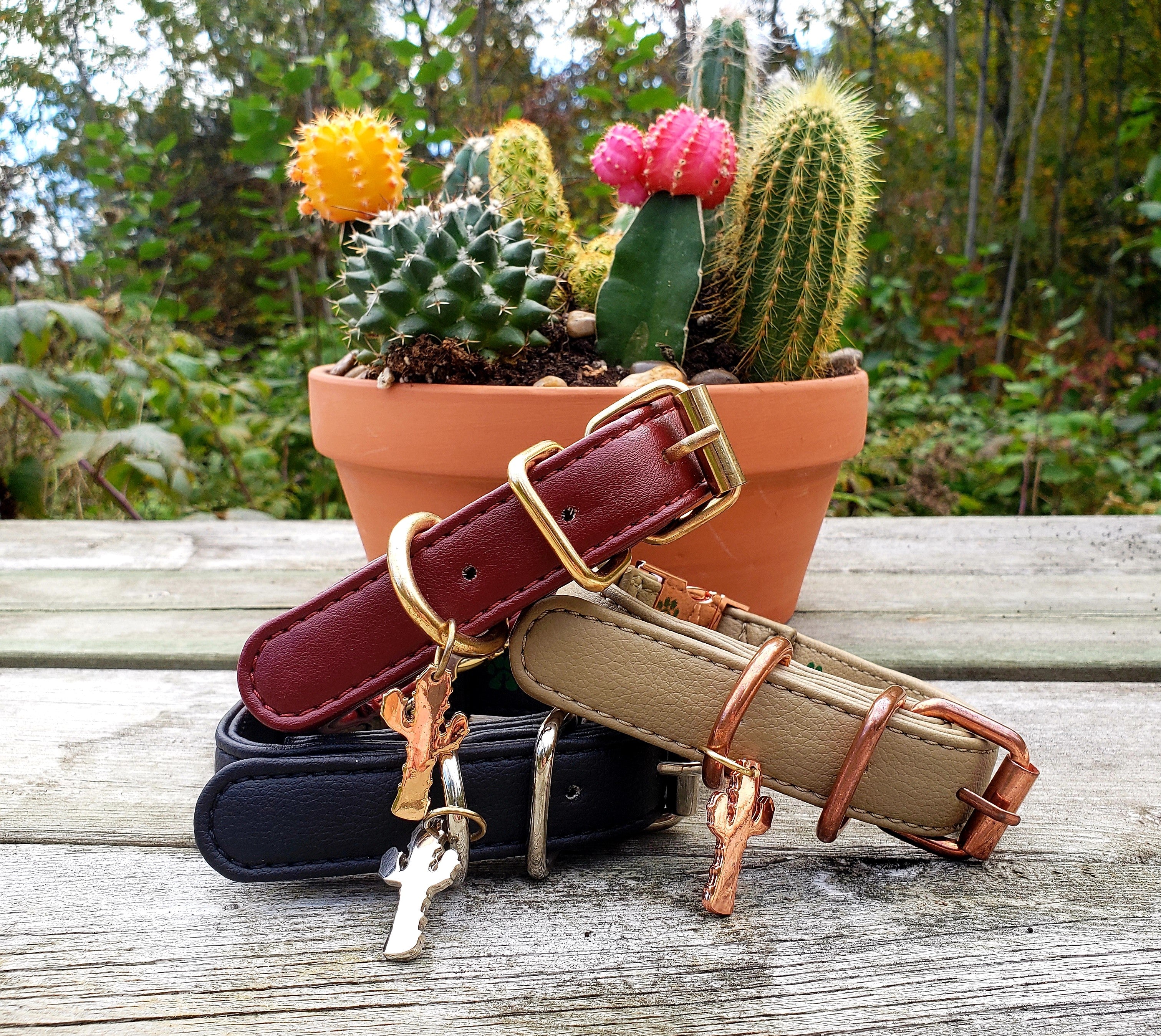 Cream Lux Cactus Leather Collar