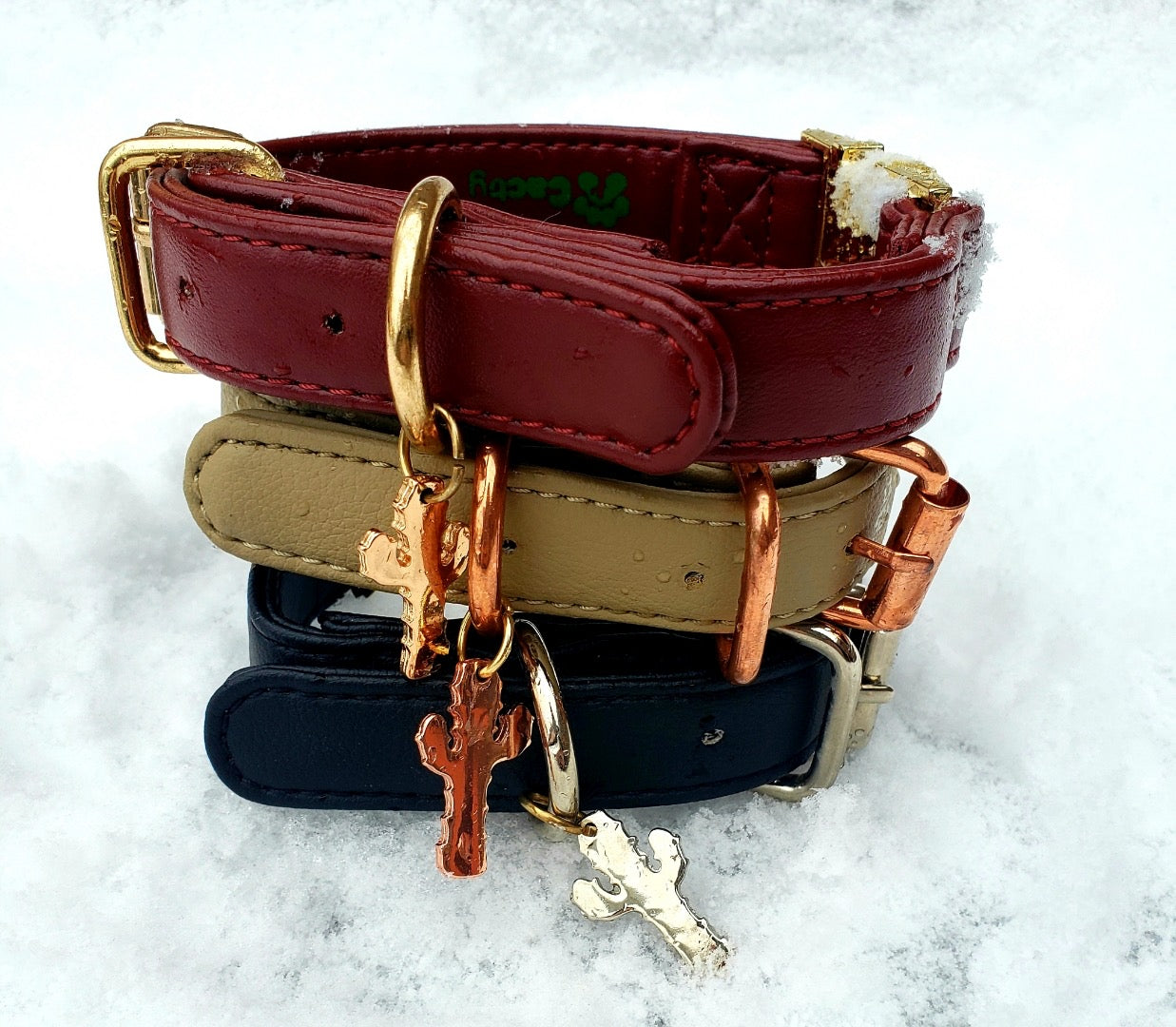 Cream Lux Cactus Leather Collar